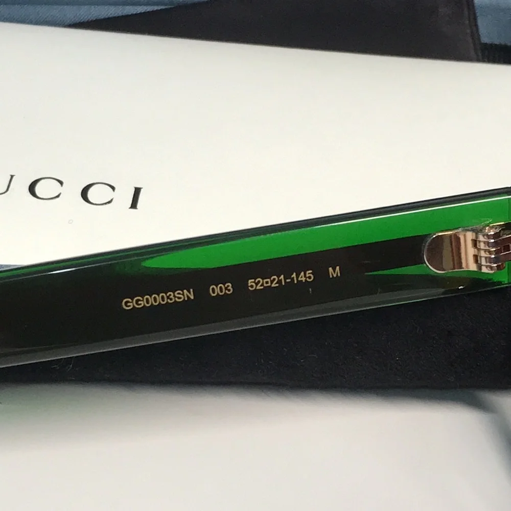 ✨ Brand New Gucci GG0003SN 003 Sunglasses – Havana with Green and Red Stripe ✨